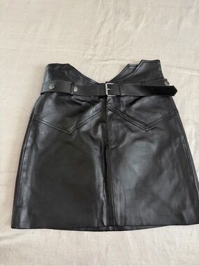Saint Laurent high waist leather skirt